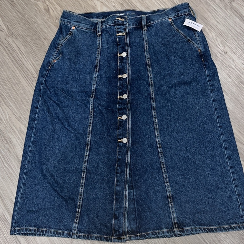 Old Navy Denim Midi Button-Front Skirt